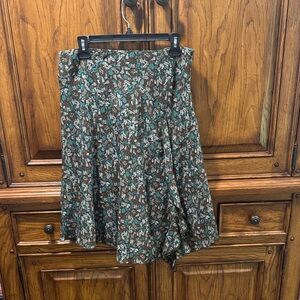 Liz Claiborne Teal and Brown Skater Skirt
